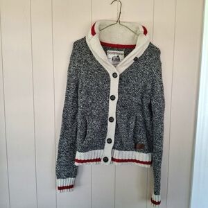 Roots Cabin Sweater Men's XS Cozy Fall Classic Knit Shawl Collar Cardigan